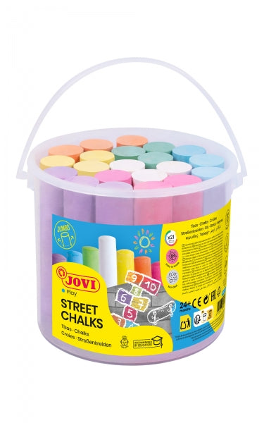 Craies de rue Jovi 21 Jumbo - Spécialement conçues pour dessiner au sol - Craies rondes - Faciles à utiliser