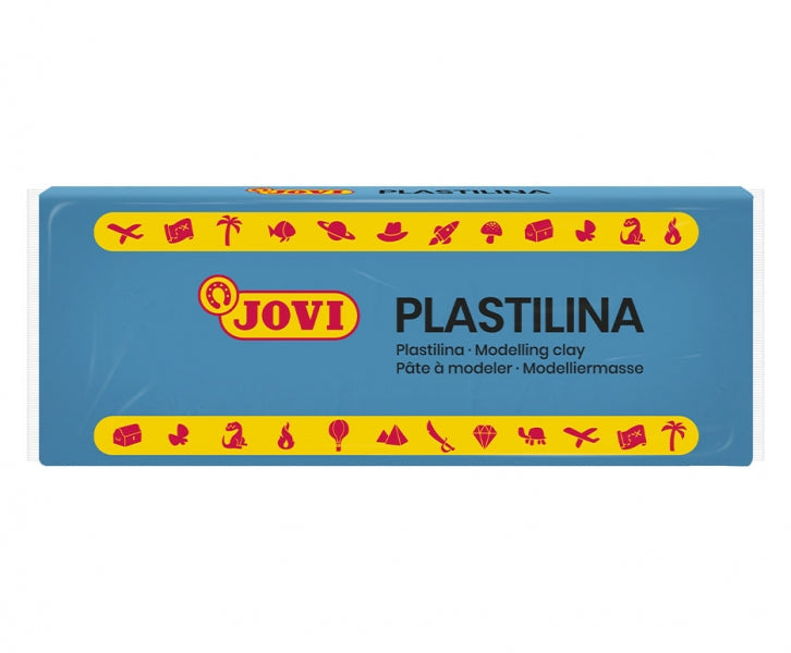 Caixa de 15 Pastilhas de Plasticina Jovi de 150g - Altamente Moldável - Não Resseca - Sem Alergénios - Ideal para Figuras Tridimensionais - Azul 