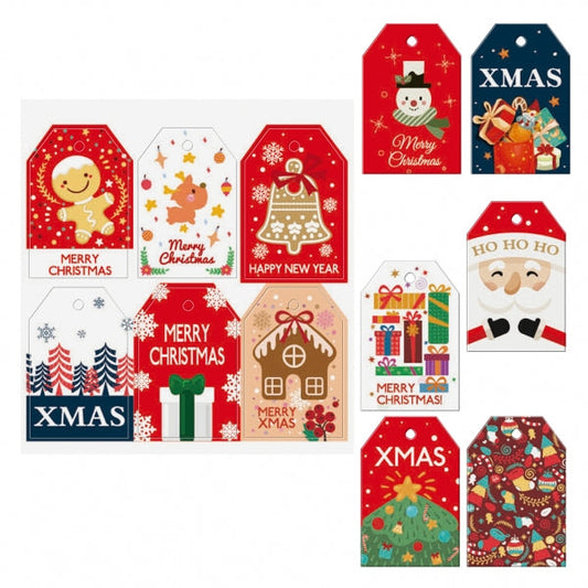 Dohe Navidad Pack de 48 Etiquetas para Regalos - Diseños Navidad - Tamaño 4,6x6,8cm - Troqueladas sobre Cartulina - Incluyen Cordon - Prinkweb