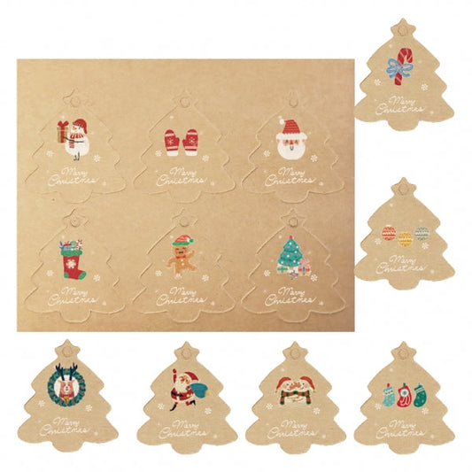 Dohe Navidad Kraft Pack de 48 Etiquetas para Regalos - Diseños Navidad - Tamaño 4,5x5cm - Troqueladas sobre Cartulina - Incluyen Cordon - Prinkweb
