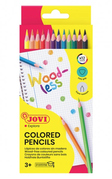 Jovi Woodless Lapices de Colores - Forma Triangular - Minas Resistentes - Sin Madera - Co