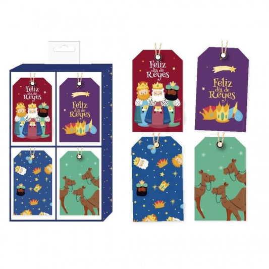 Bismark Pack de 24 Etiquetas Colgantes para Regalos - 4 Diseños Navideños - Incluyen Cordon - Prinkweb