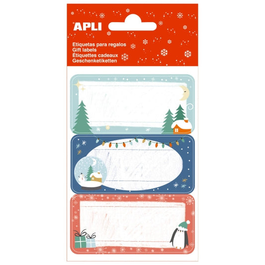 Apli Pack de 27 Etiquetas Adhesivas Navideñas para Regalos - Diseños Surtidos - Espacio para Escribir - Prinkweb