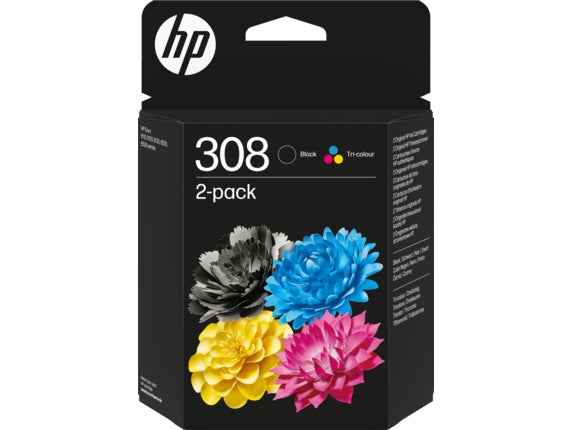 HP 308 Negro + Color Pack de 2 Cartuchos de Tinta Originales - 6L6S6UE - Prinkweb