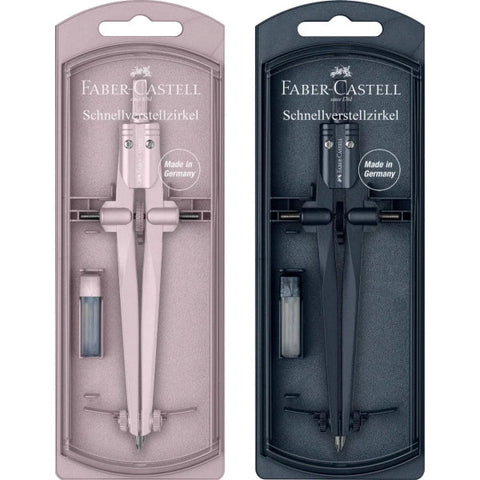 Faber-Castell Stream 2025 doikuntza azkarreko eskola-konpasa - Ø 340 mm-rainoko zirkunferentziak - Minen ontzia barne - Koloreak: arrosa eta itsas urdina, ausazkoa