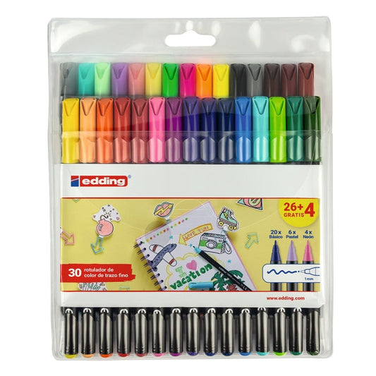 Edding 1200 Rotuladores - Punta Redonda - Tinta con Base de Agua - Colores Clasicos, Neon