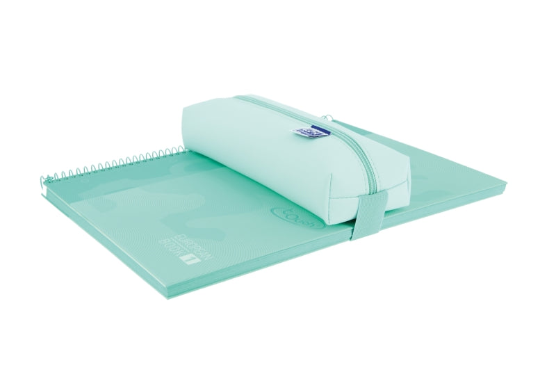 Oxford Live & Go Estuche Rectangular Mediano - Material Acolchado - Goma Elastica para unirlo al Cuaderno - Color Azul - Prinkweb