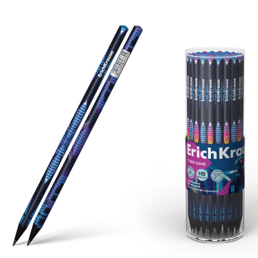 Erichkrause Cyber ​​Game Crayon graphite triangulaire HB - Mine de 2,2 mm - 2 modèles assortis