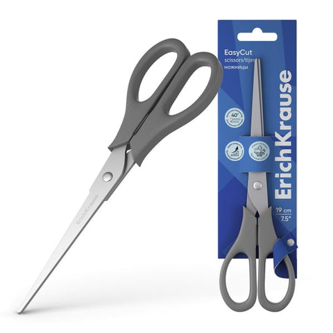 ErichKrause EasyCut Stainless Steel Scissors 19cm - Advanced Double Sharpening - Random Assorted Colors