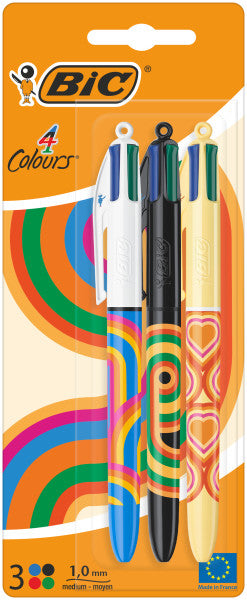 Bic 4 Colours Decors Boligrafos de Bola Retractil - Punta Media de 1.0mm - Tinta con Base