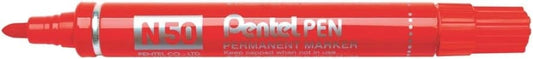 Feutre permanent Pentel Pen N50 - Pointe 4,3 mm - Résistant à l'eau et à la lumière - Rouge