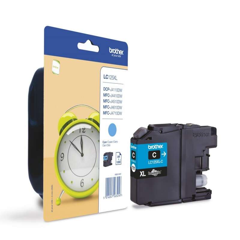 Brother LC125XL Cyan Cartucho de Tinta Original - LC125XLCBP - Prinkweb