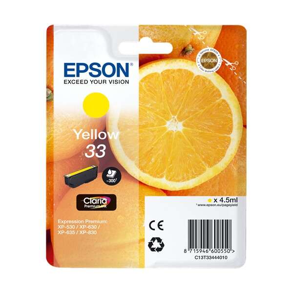 Epson T3344 (33) Amarillo Cartucho de Tinta Original - C13T33444012 - Prinkweb