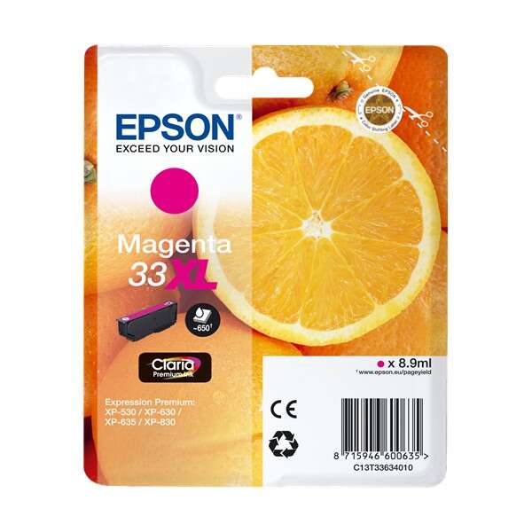Epson T3363 (33XL) Magenta Cartucho de Tinta Original - C13T33634012 - Prinkweb