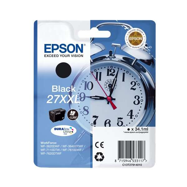 Epson T2791 (27XXL) Negro Cartucho de Tinta Original - C13T27914012 - Prinkweb