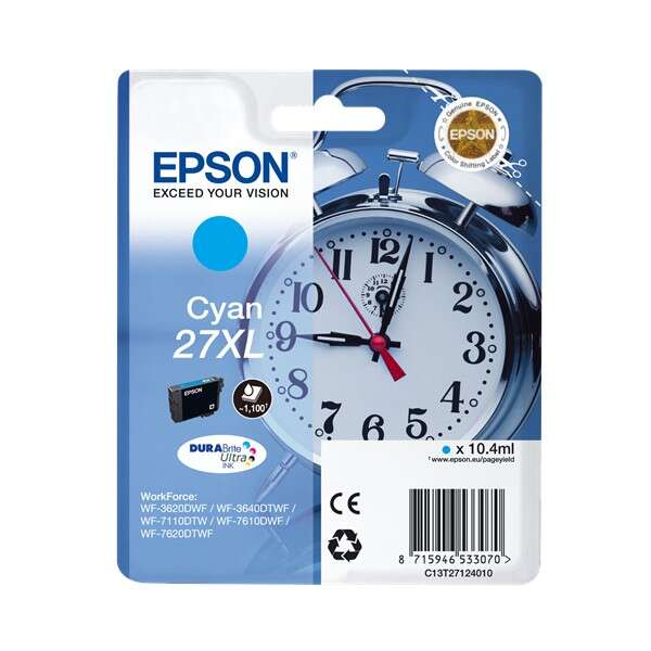 Epson T2712 (27XL) Cyan Cartucho de Tinta Original - C13T27124012 - Prinkweb