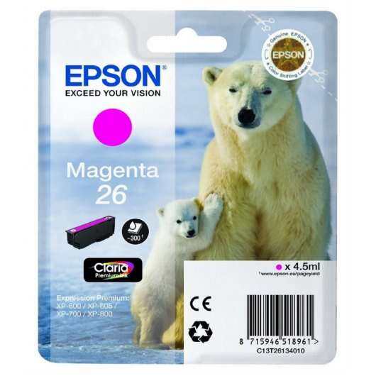 Epson T2613 (26) Magenta Cartucho de Tinta Original - C13T26134012 - Prinkweb