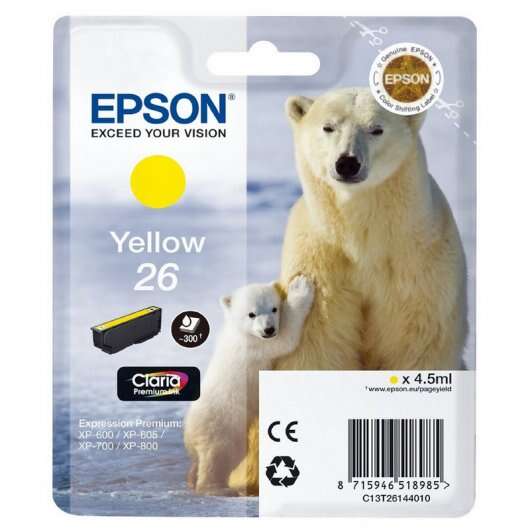 Epson T2614 (26) Amarillo Cartucho de Tinta Original - C13T26144012 - Prinkweb