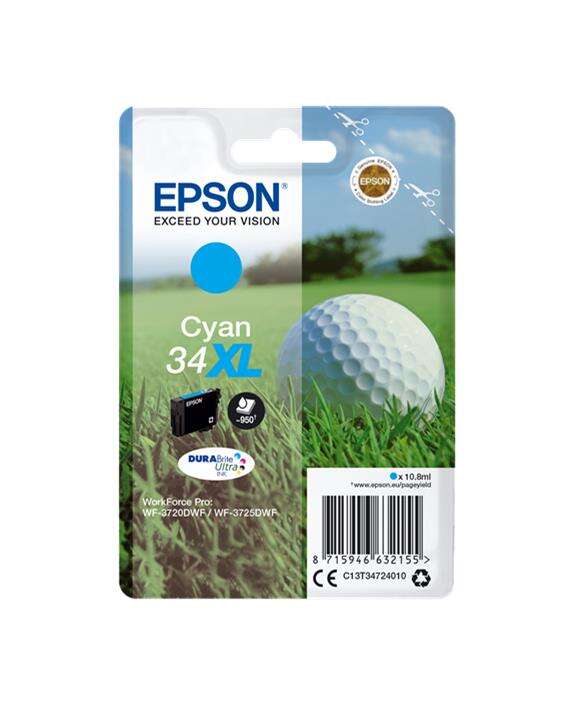 Epson T3472 (34XL) Cyan Cartucho de Tinta Original - C13T34724010 - Prinkweb