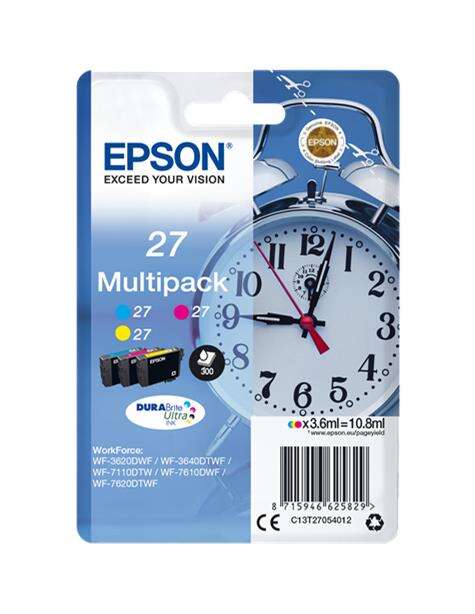 Epson T2705 (27) Pack de 3 Cartuchos de Tinta Originales - C13T27054012 - Prinkweb