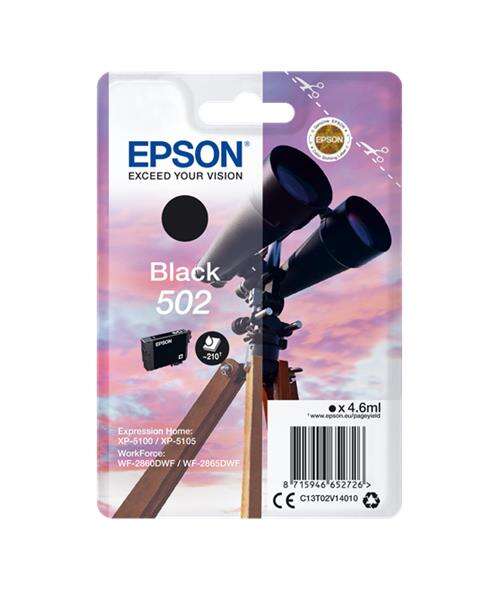 Epson 502 Negro Cartucho de Tinta Original - C13T02V14010 - Prinkweb