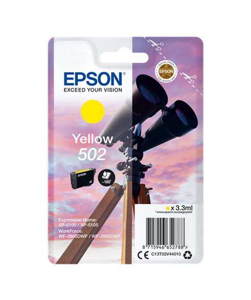 Epson 502 Amarillo Cartucho de Tinta Original - C13T02V44010 - Prinkweb