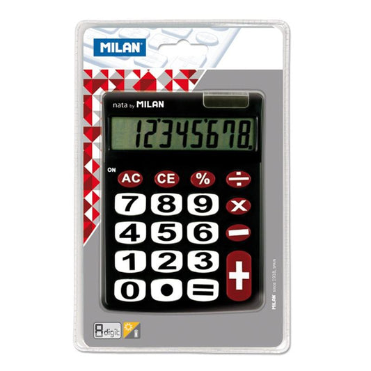 MILAN CALCULADORA NEGRO 8 DIGITO DUAL BLISTER