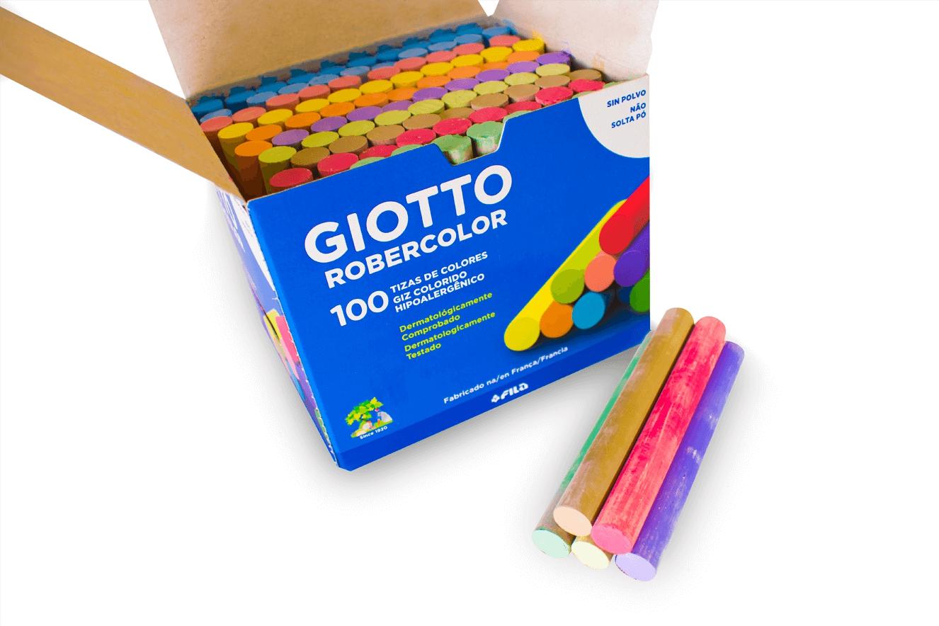 GIOTTO TIZAS ROBERCOLOR ANTIPOLVO COLORES SURTIDOS CAJA 100 UD - Prinkweb