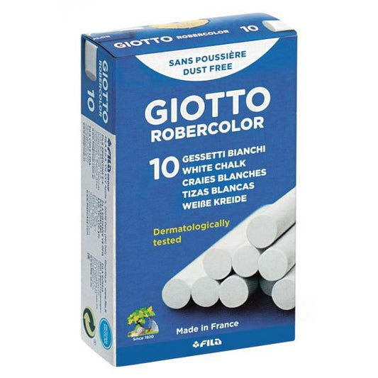 GIOTTO TIZAS ROBERCOLOR ANTIPOLVO BLANCO CAJA 10 UD - Prinkweb