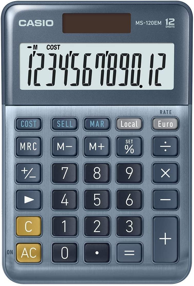 Calculatrice de bureau bleue Casio MS-120EM