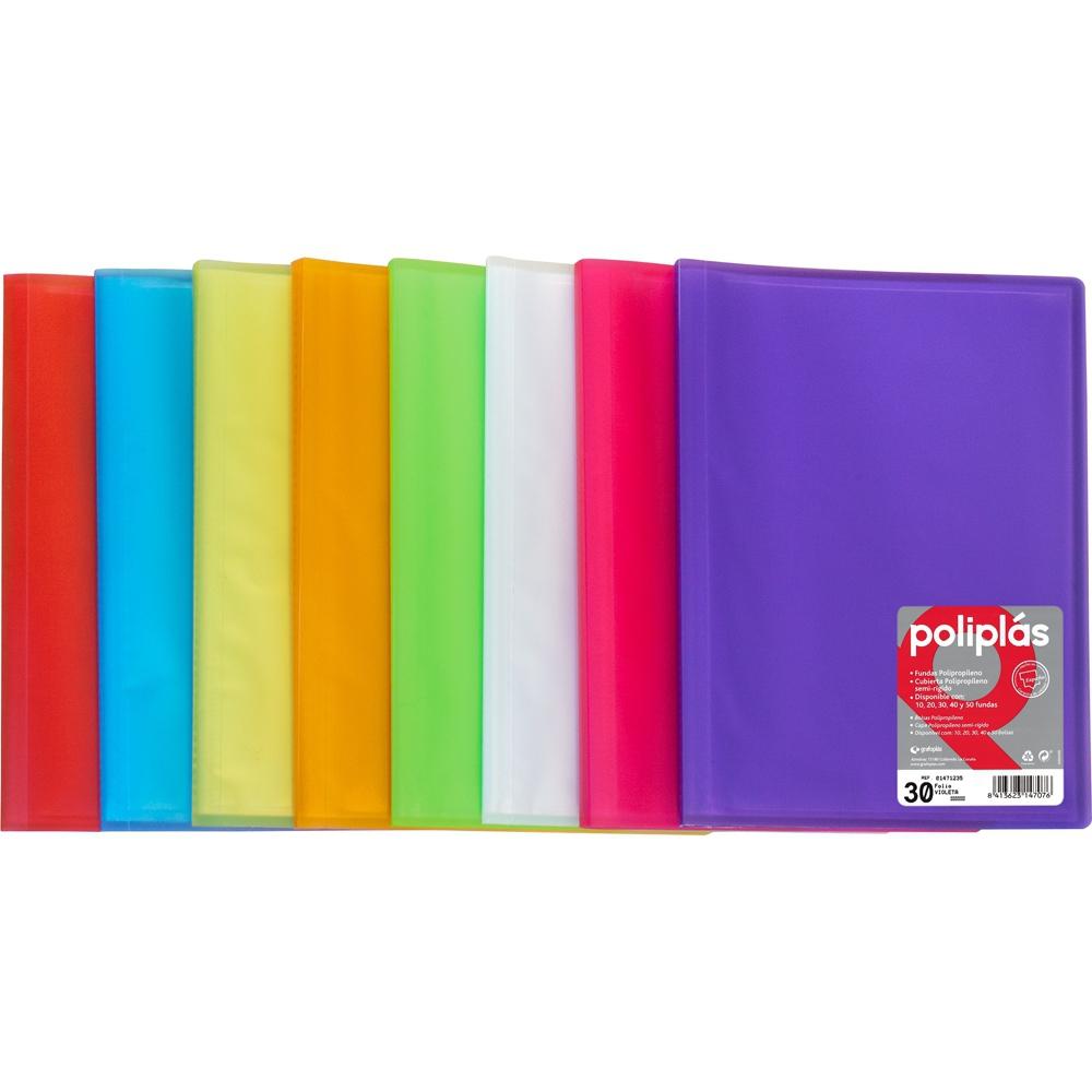 GRAFOPLÁS POLIPLÁS COFFRET TRANSLUCIDE EN POLYPROPYLÈNE AVEC 30 POCHETTES SOUDÉES, BLEU AFOLD