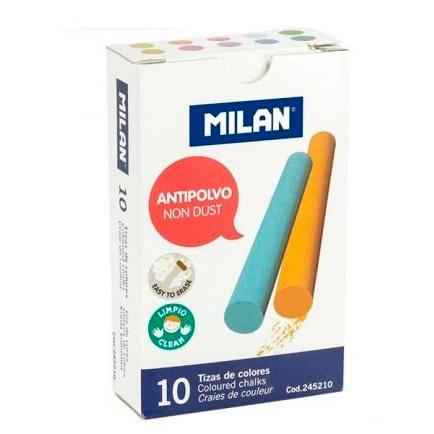 MILAN TIZAS COLOR ANTIPOLVO CARBONATO CÁLCICO CAJA DE 10 - Prinkweb