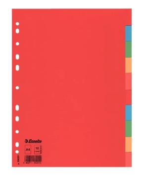 Séparateurs en carton multi-trous ESSELTE A4 10 positions Couleurs