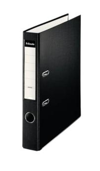 CLASSEUR À LEVIER ESSELTE FOLIO 50MM DOS PP INTÉRIEUR DOUBLÉ DE PAPIER RADO PROTECTIONS D'ANGLE NOIRES