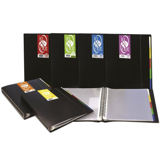 Pochettes spirales GRAFOPLÁS pour classeur, lot de 100, format A4, qualité supérieure, 5 intercalaires rigides opaques en polypropylène, intérieur et extérieur, noir
