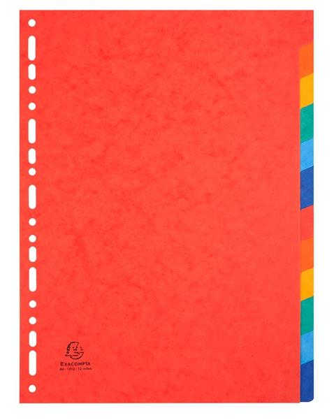 Séparateurs EXACOMPTA NATURE FUTURE, papier cartonné glacé 225 g, 12 positions, couleurs A4