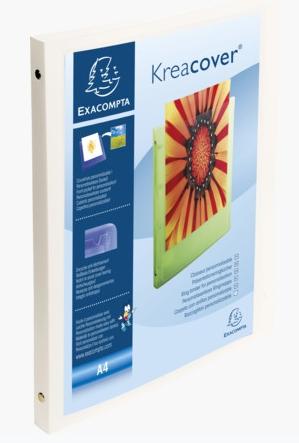 Classeur à anneaux EXACOMPTA 4X15MM KREA COVER A4, personnalisable, blanc opaque PP