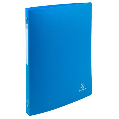 Classeur à anneaux EXACOMPTA 4 anneaux 15 mm en polypropylène opaque avec étiquette de dos A4 bleu