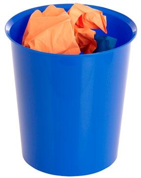 Poubelle plastique Archive 2000 - Anneau porte-sac optionnel Archive 2000 - Capacité : 16 litres - 290 x 310 mm - Bleu