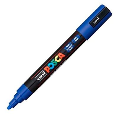 Posca PC-5M Marcador de Pintura - Punta de Poliester 1.8-2.5mm - Tinta Base al Agua - Resistente a la Luz - No Permanente - Color Azul