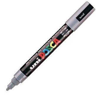 Posca PC-5M Marcador de Pintura - Punta de Poliester 1.8-2.5mm - Tinta Base al Agua - Resistente a la Luz - No Permanente - Color Gris