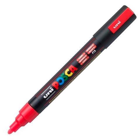 Posca PC-5M Marcador de Pintura - Punta de Bala 1.8-2.5mm - Base al Agua - Resistente a la Luz - No Permanente - Color Rojo