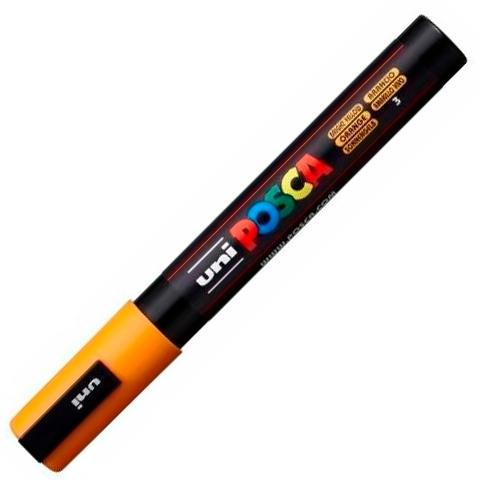 Posca PC-5M Marcador de Pintura - Punta de Bala 1.8-2.5mm - Tinta Base al Agua - Resistente a la Luz - No Permanente - Color Naranja Medio