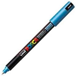 Posca PC-1MR Marcador de Pintura - Punta Roller de Fibra 0.7mm - Tinta Pigmentada Base al Agua - Linea Extrafina - Resistente a la Luz - Color Azul
