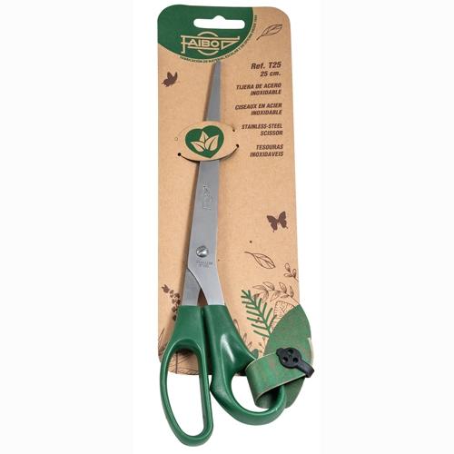 Ciseaux de bureau FAIBO 25 cm, manche asymétrique en plastique vert foncé