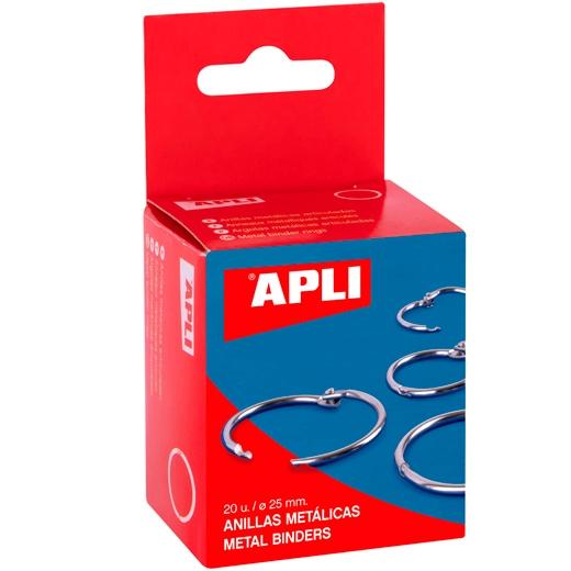 APLI ANILLAS METÁLICAS ARTICULADAS Ø25MM CAJA 20 UD NIQUELADAS