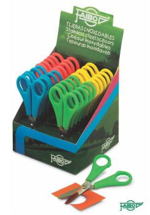 Ciseaux scolaires FAIBO 13 cm, manche symétrique, lames assorties
