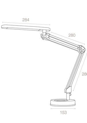 Lampe de table flexible LED ARCHIVE 2000 avec tête et base pivotantes horizontales/verticales, lumière blanche neutre, 150 x 565 x 280 mm, argent