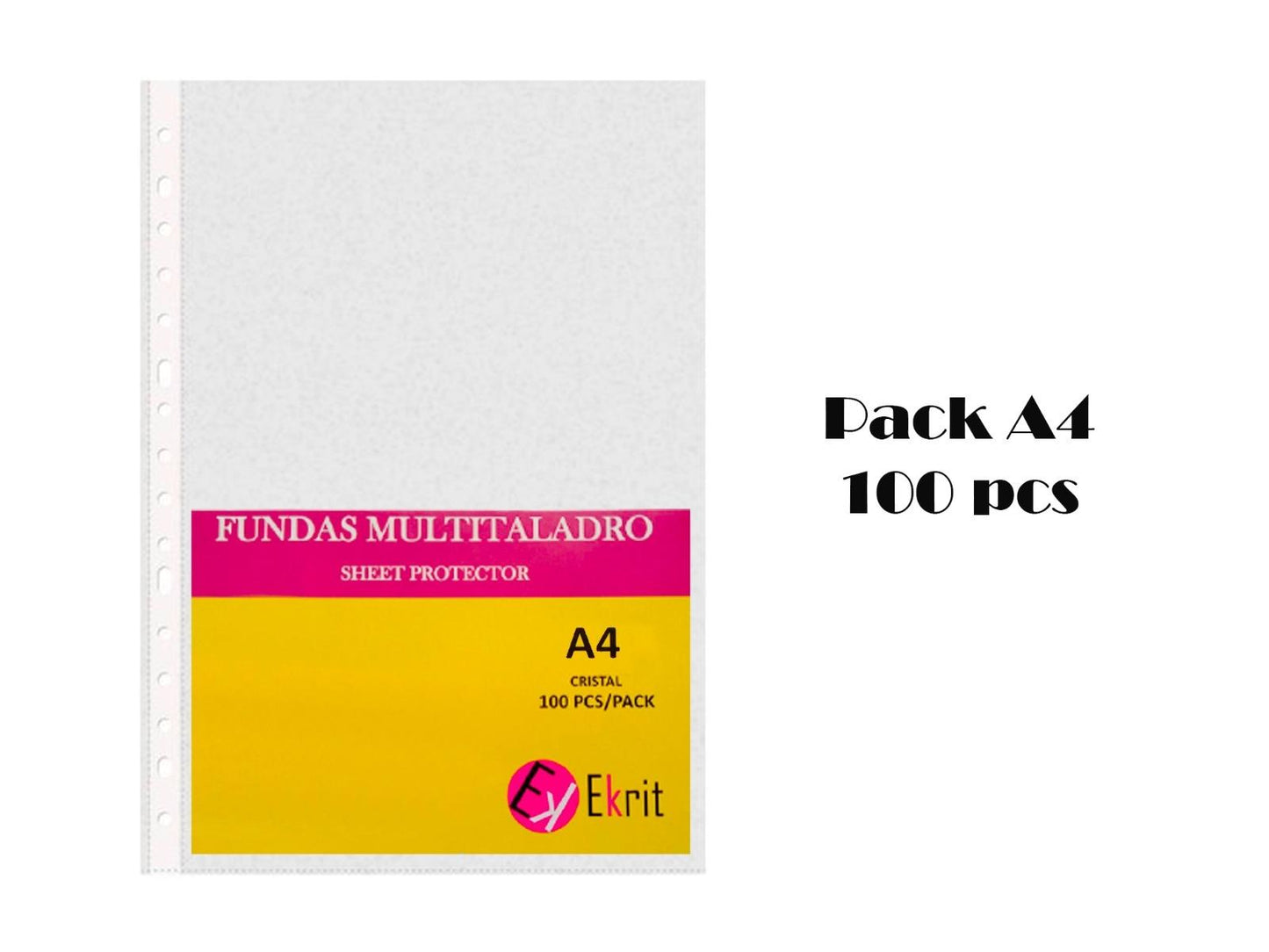 Étuis multi-perforateurs EKRIT 16 PP Verre A4 80 microns - Sachet 100U