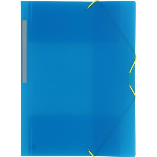 Pasta GRAFOPLÁS COLORGRAF com blocos elásticos, tamanho A4, 3 abas, PP azul translúcido
